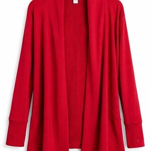 Athleta cozy open front cardigan modal drape crimson red large